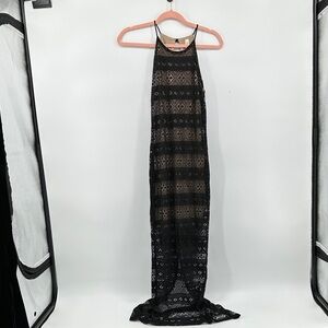 Lovely Day Whimsigoth Grunge Vampire FestivalBlack Sheer Lace Backless Dress SzM